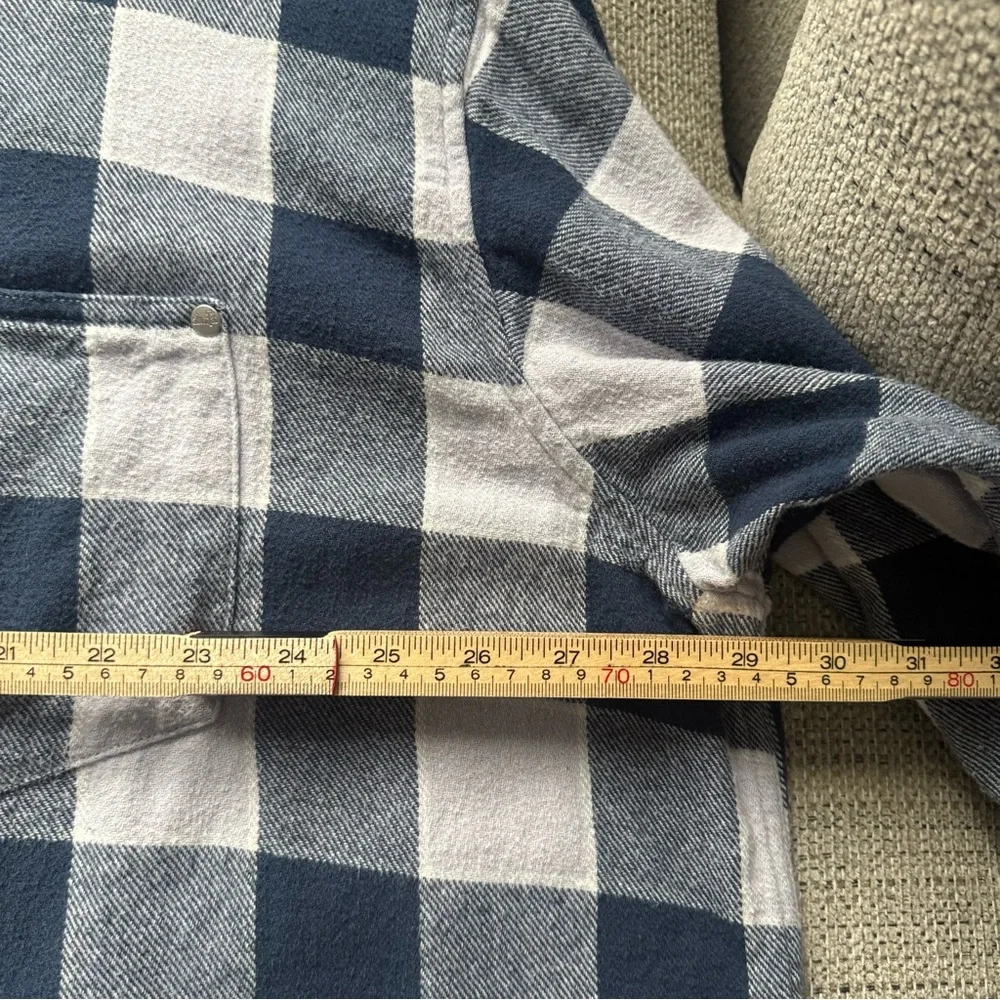 Levi’s SilverTab Men’s XXL 100% Cotton Flannel Shirt Blue White Buffalo Plaid - Picture 8 of 11